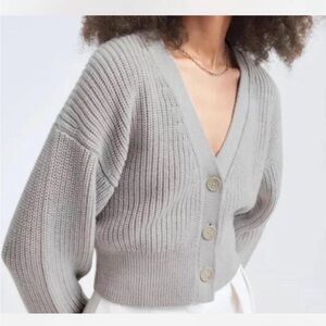 Babaton Cropped Cream Ribbed Cardigan